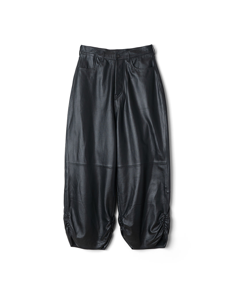 CCU × refomed / FRESH MAN CCU LEATHER WIDE PANTS -BLACK-