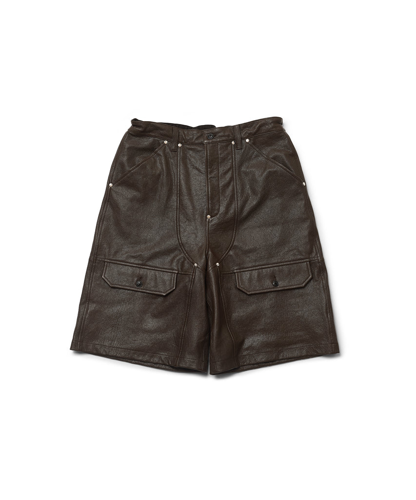 CCU / Leather WORK SHORTS-BROWN-