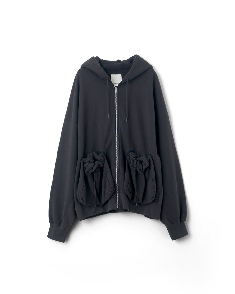 refomed / "KINCHAKU" ZIPUP HOODIE -BLACK-