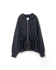 refomed / "KINCHAKU" ZIPUP HOODIE -BLACK-