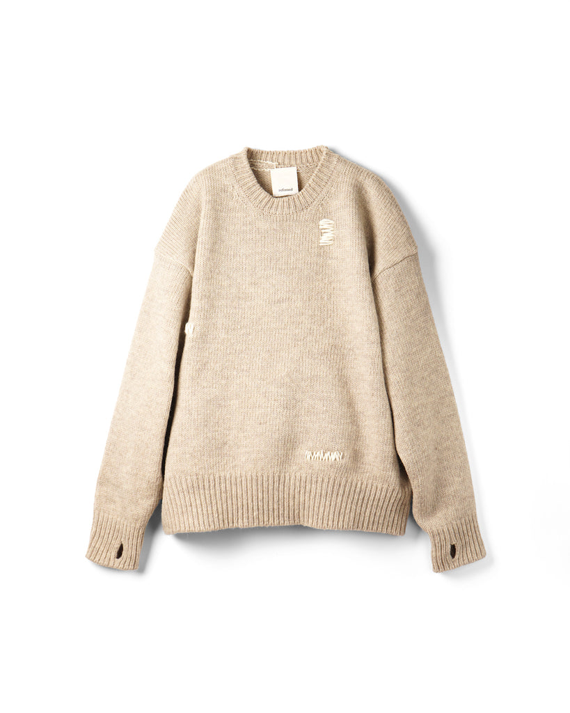 refomed / GRANNY REPAIR KNIT SWEATER -IVORY-