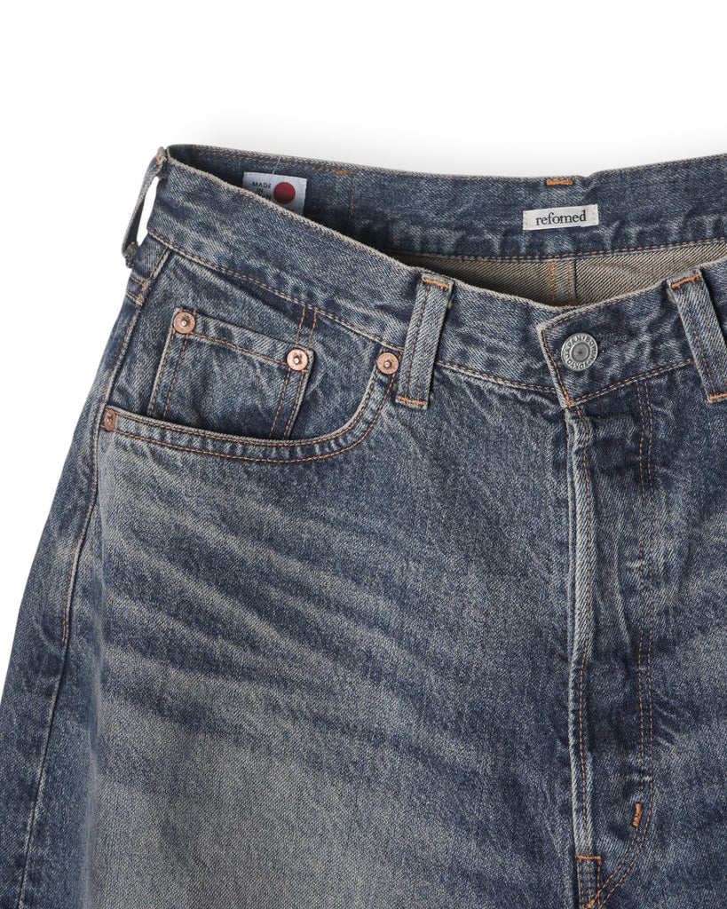 【7/29発売】refomed /  FRESH MAN DENIM WIDE PANTS by EDWIN "USED" -DEEP INDIGO-