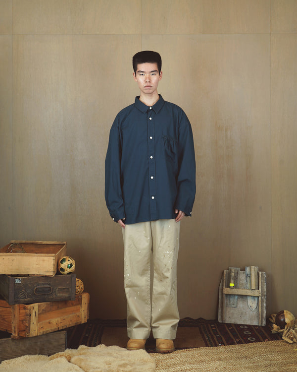 refomed / WRIST PATCH WIDE SHIRT "OXFORD" -NAVY-