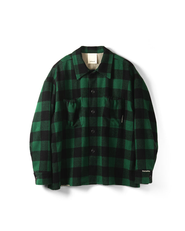 refomed / GRANNY REPAIR WRIST PATCH WIDE CHECK SHIRT -GREEN×BLACK-