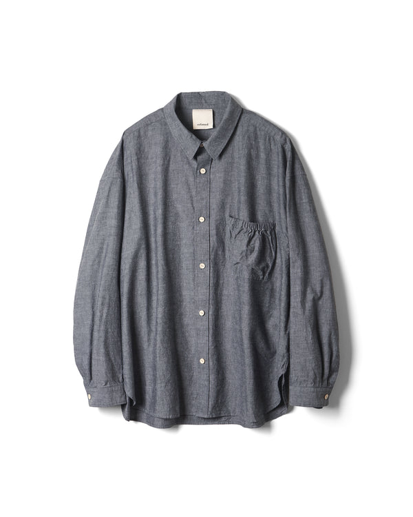 refomed/ WRIST PATCH WIDE SHIRT"CHAMBRAY" -GRAY-