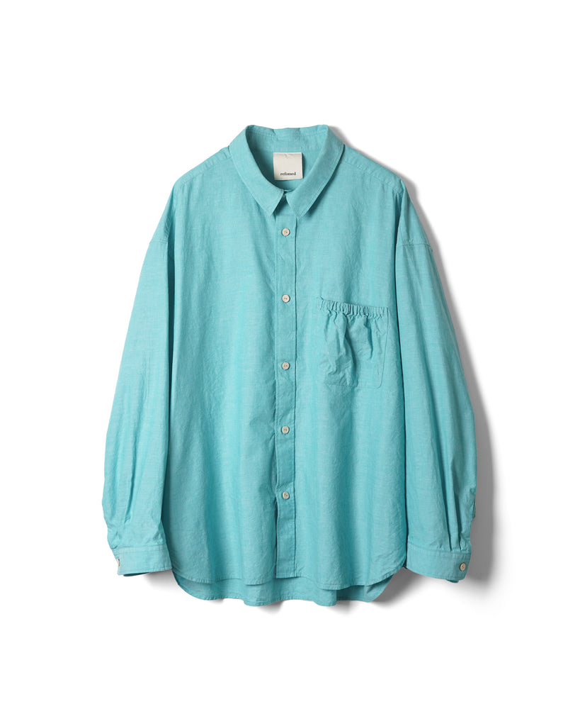 refomed (リフォメッド)/  WRIST PATCH WIDE SHIRT"CHAMBRAY" -MINT-