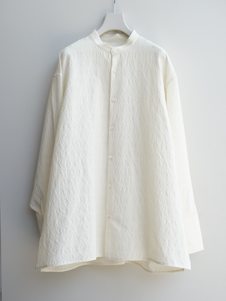 nonnotte / Oversized Stand Collar Shirt -Cream-