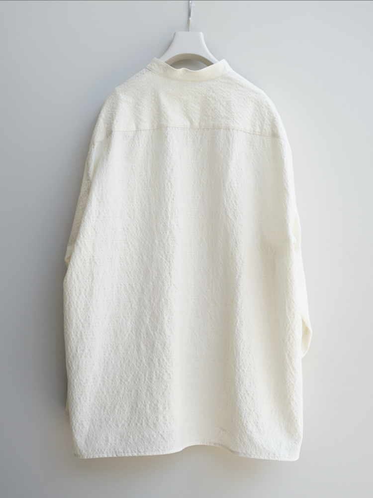 nonnotte / Oversized Stand Collar Shirt -Cream-