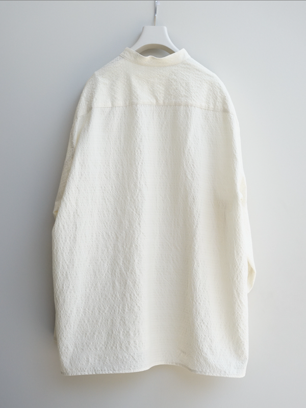 nonnotte / Oversized Stand Collar Shirt -Cream-