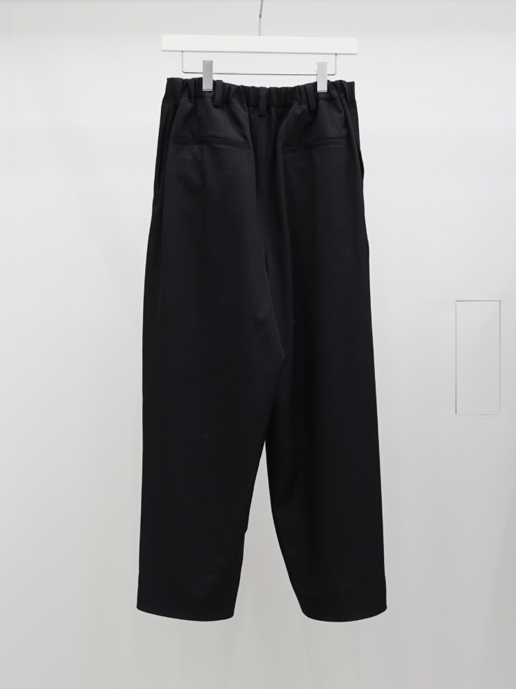 nonnotte /  Wool Gabardine Draping Crotch Box Pleats Trousers -Black-