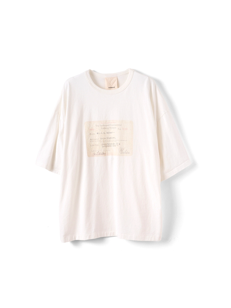 refomed / RAILWAY TICKET TEE -WHITE-