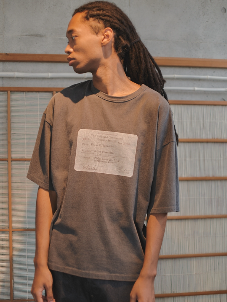 refomed / RAILWAY TICKET TEE -CHARCOAL-