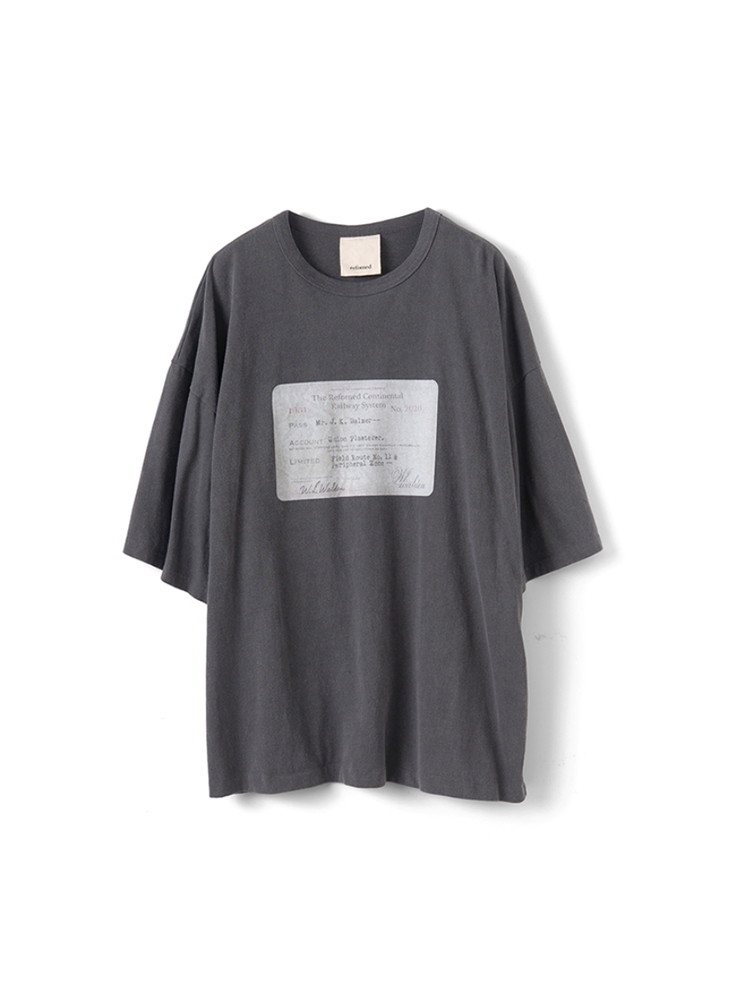 refomed / RAILWAY TICKET TEE -CHARCOAL-