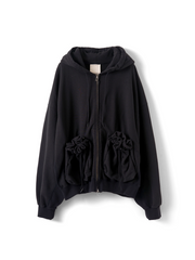 refomed / "KINCHAKU" ZIPUP HOODIE -BLACK-