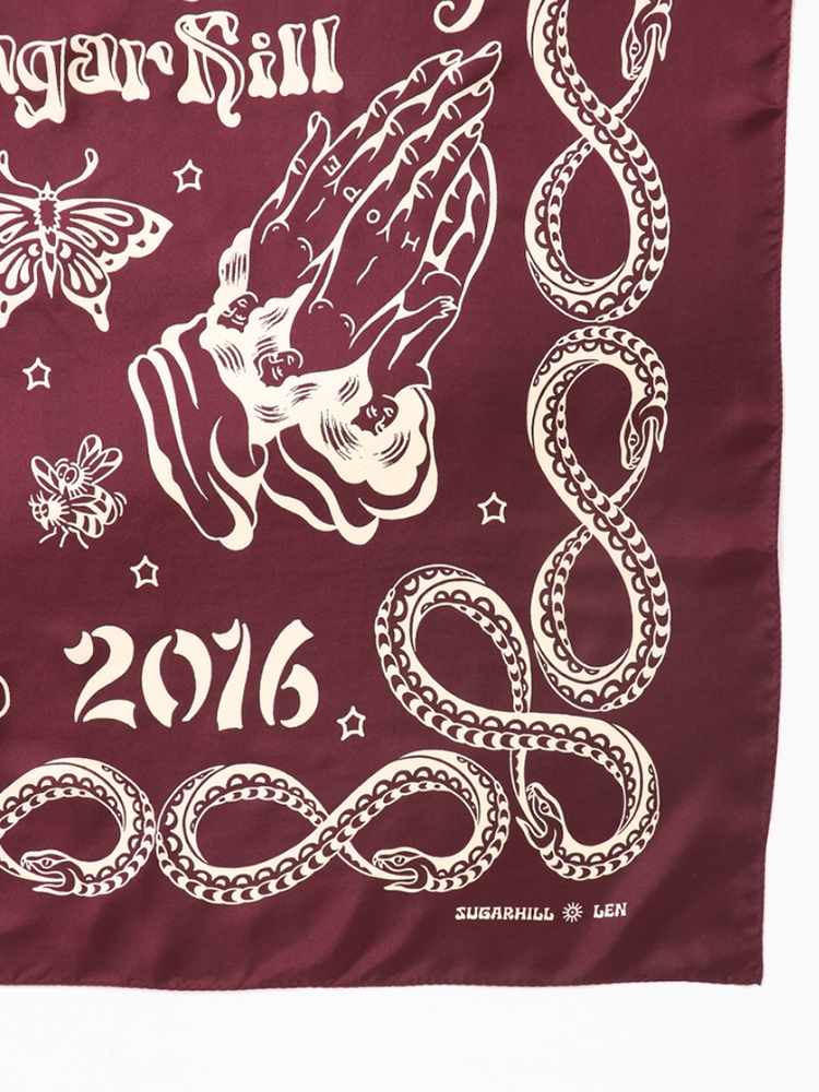 SUGARHILL / SILK SCARF -BLACK,WINE,ECRU-