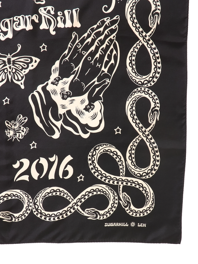 SUGARHILL / SILK SCARF -BLACK,WINE,ECRU-