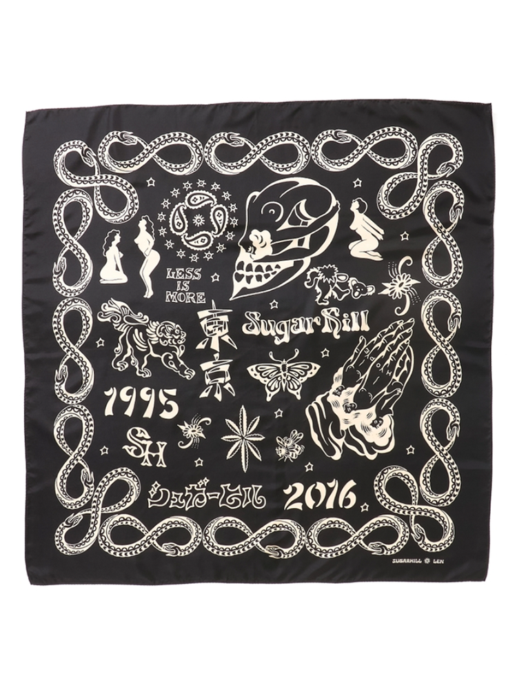 SUGARHILL / SILK SCARF -BLACK,WINE,ECRU-