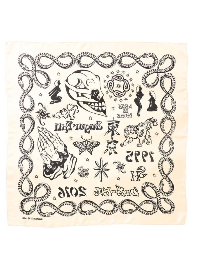 SUGARHILL / SILK SCARF -BLACK,WINE,ECRU-