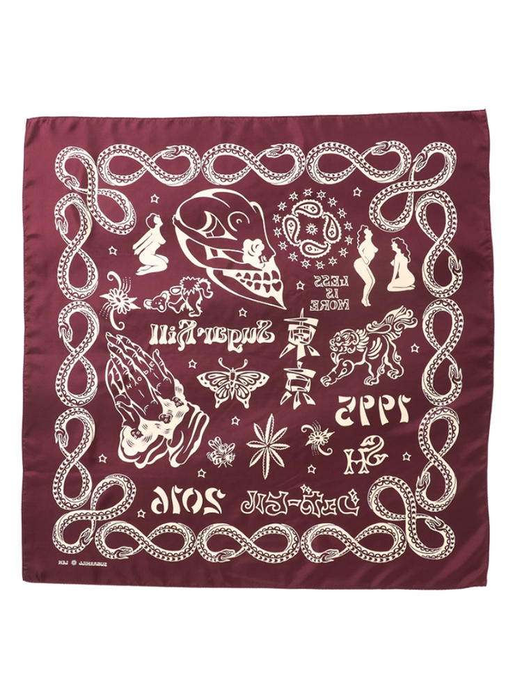 SUGARHILL / SILK SCARF -BLACK,WINE,ECRU-