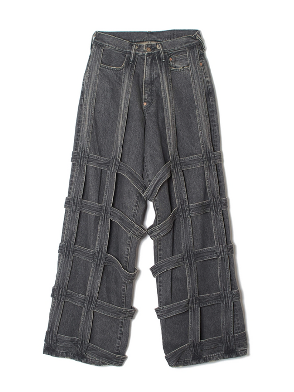 【10/21発売】SUGARHILL / CAGED DENIM PANTS-BLACK-