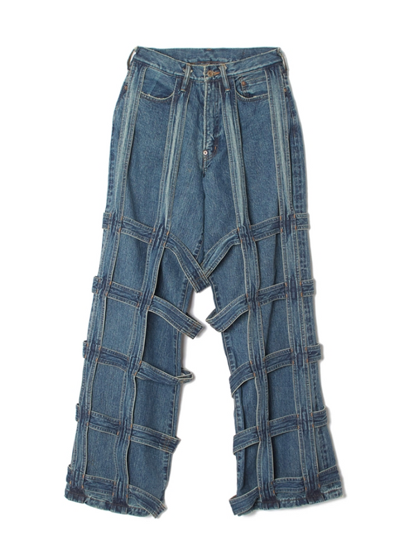 [Scheduled to arrive in October] SUGARHILL / CAGED DENIM PANTS-INDIGO-