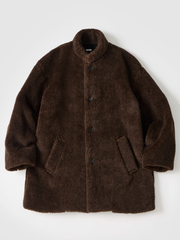 THE DAY / ALPACA WOOL PILE COAT -OLIVE BROWN-