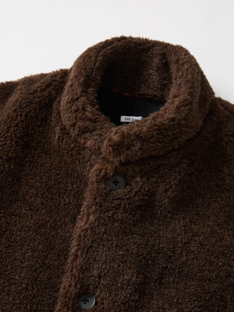 THE DAY / ALPACA WOOL PILE COAT -OLIVE BROWN-