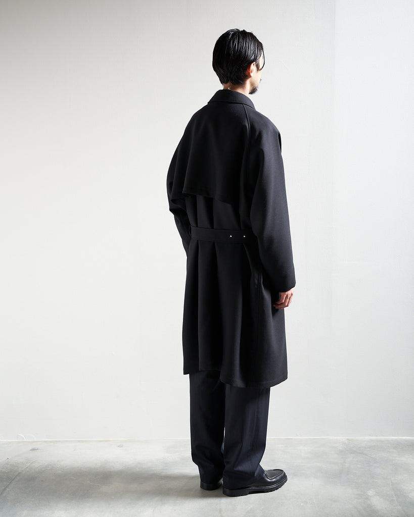 TOHNAI / FINE DOUBLE WOOL TWILL BELTED COAT -BLACK-｜aIbn公式通販