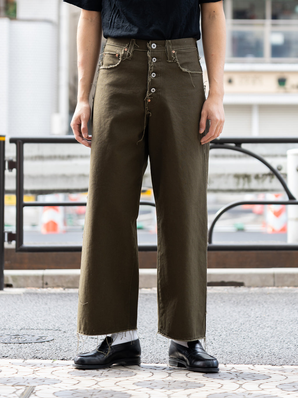 SUGARHILL(シュガーヒル) / RAW-EDGE CANVAS DENIM PANTS -DRAK KHAKI