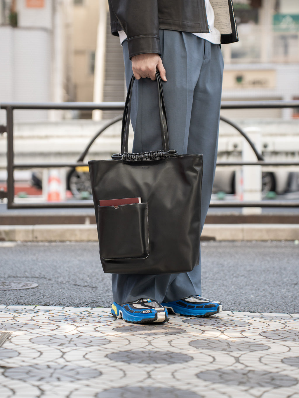 SAGAN Vienna / PAZAR BOOK TOTE BAG -BLACK GRAPE LEATHER-