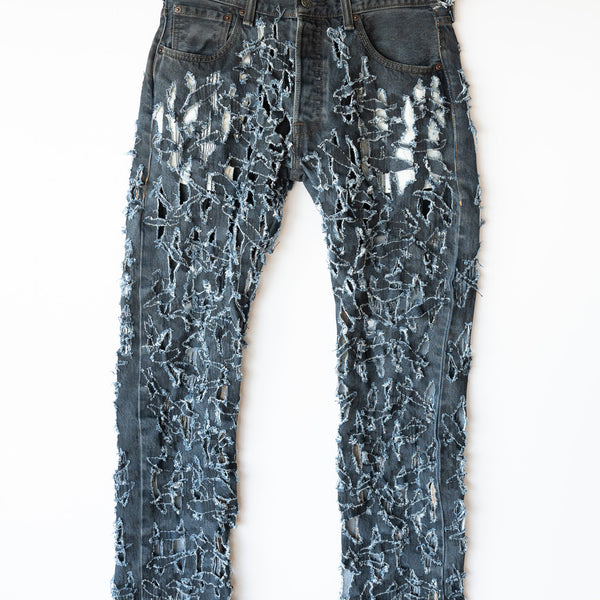 Requal≡(リコール) / Heavily Crashed Denim Pants-BLACK-｜aIbn