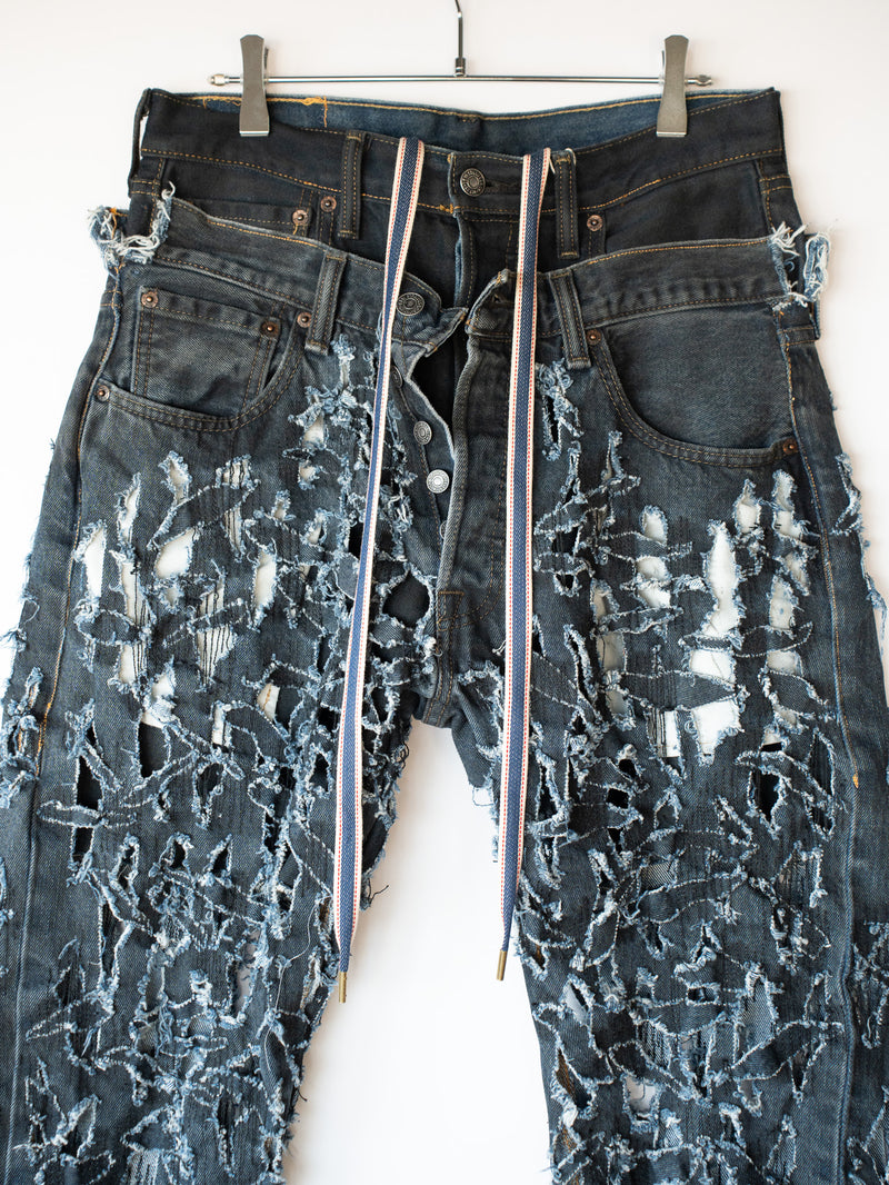 Requal≡(リコール) / Heavily Crashed Denim Pants-BLACK-｜aIbn公式通販